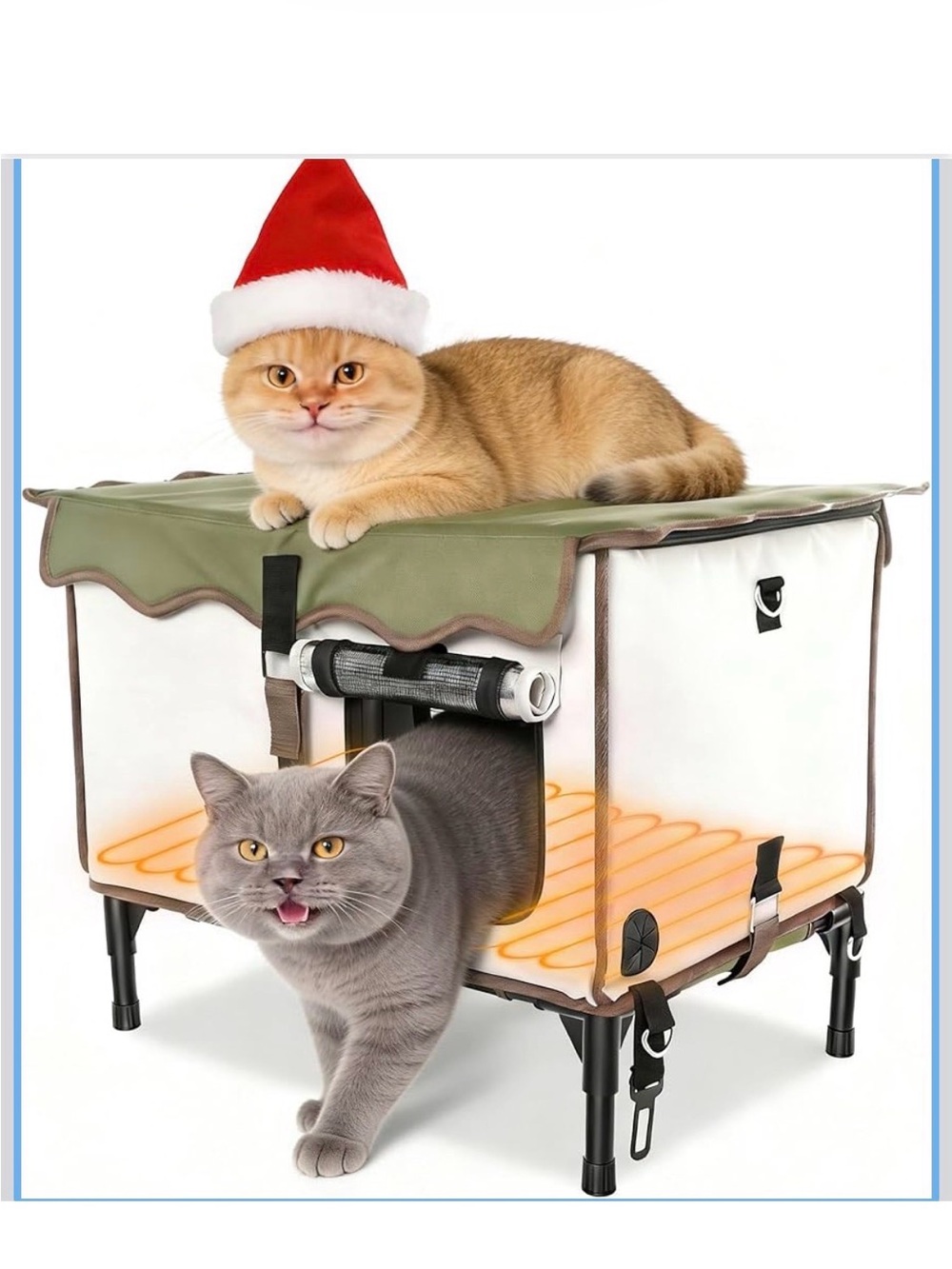 Heated Weatherproof Cat House,
Green, 21×15×13 inches - New in Box!
